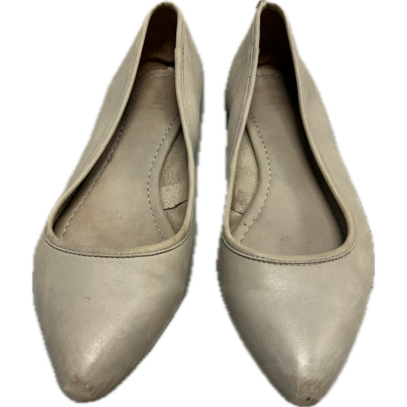 Frye Regina Ballet Leather Ash Grey Pointed Toe Flats Women's Size 10M - Picture 1 of 12